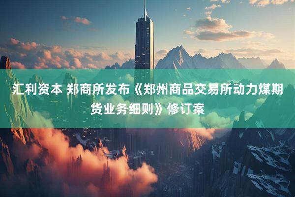 汇利资本 郑商所发布《郑州商品交易所动力煤期货业务细则》修订案